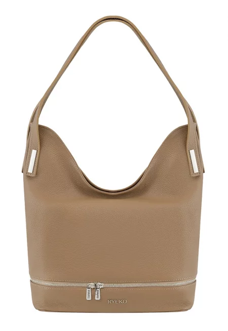 Кожена хобо чанта - Камел