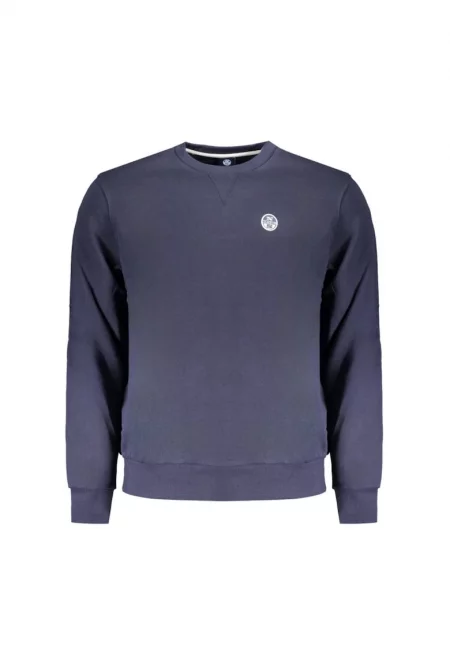 Мъжка блуза без цип с деколте в основата на врата и лого - тъмносиньо - Тъмносин