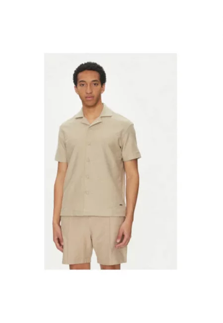 Мъжка риза  10019312 30045553 - памук - бежово - Бежов