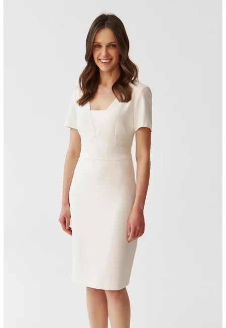 Миди рокля по тялото - Бял