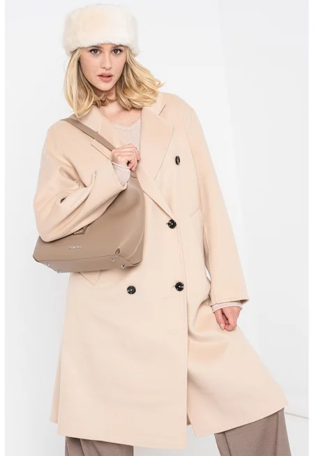 Палто с вълна - Бежов