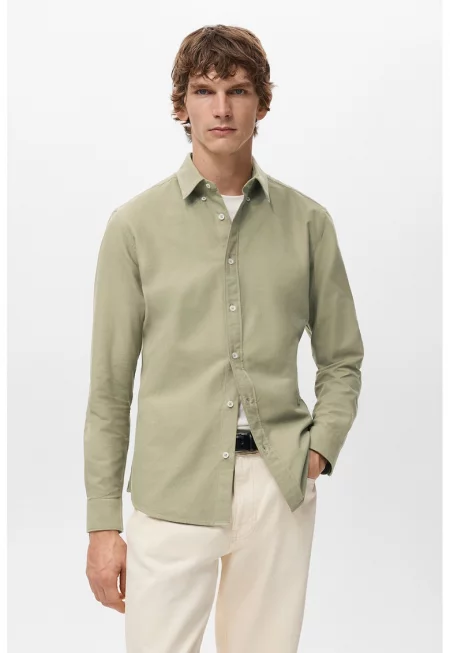 Памучна риза Oxford - Каки