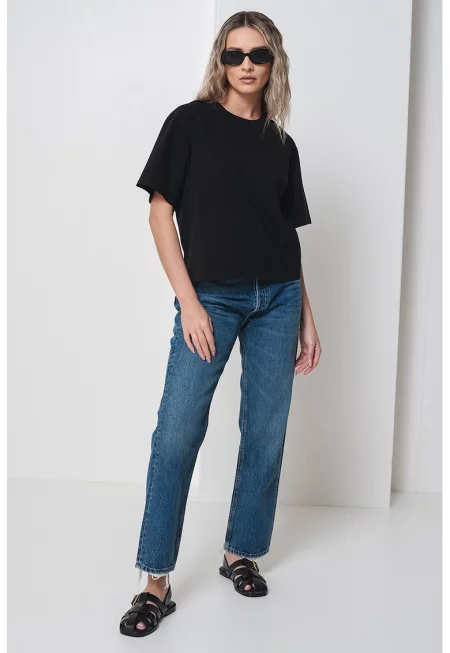 Памучна тениска - Черен