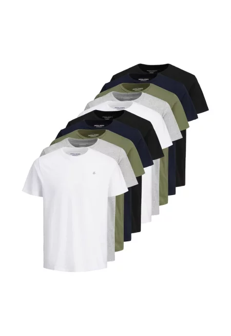 Памучни тениски JORJXJ - 10 чифта - Бял/Черен/Каки