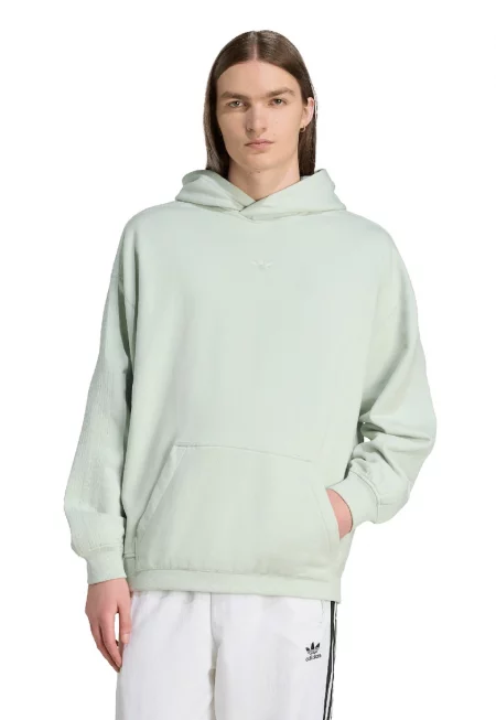 Памучно худи с бродирано лого - Бледозелен