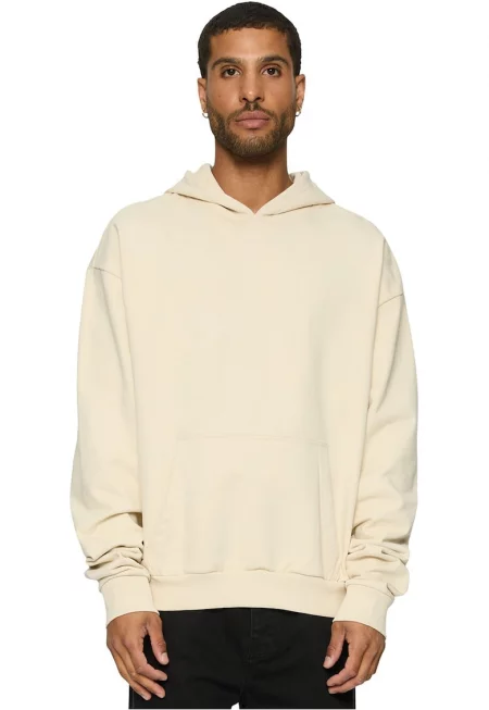 Памучно худи с джоб кенгуру - Крем