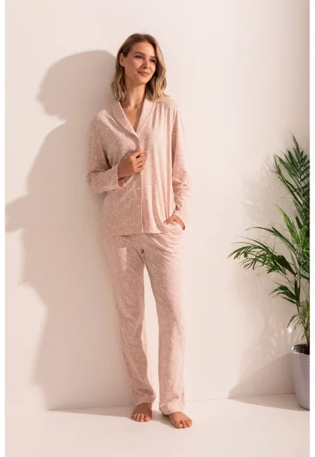 Пижама Marla с модал и ревери - Праскова