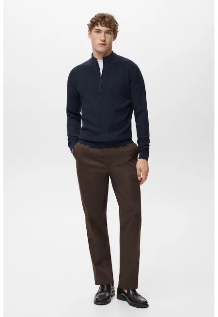 Плетен пуловер със средновисока яка - Ултрамарин синьо