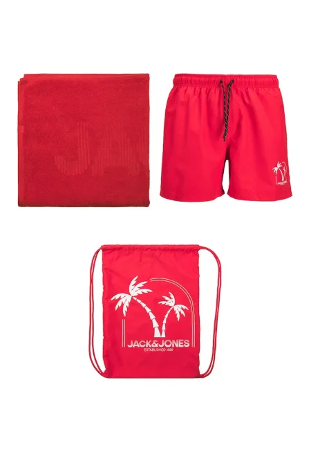 Плувни шорти и кърпа - 2 части - Червен