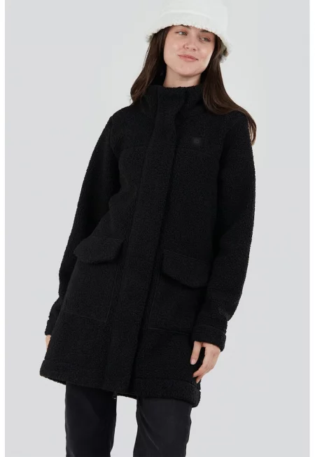 Поларено яке Elle с висока яка - Черен