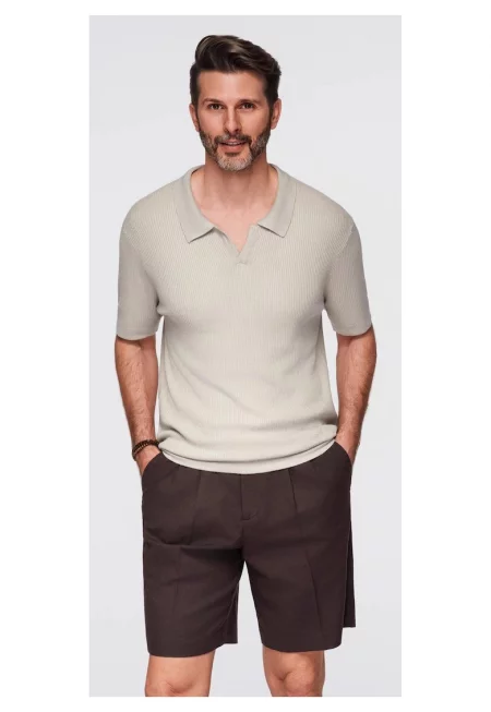 Поло тениска от вискоза  OM-POSS-0160 - Светло сив