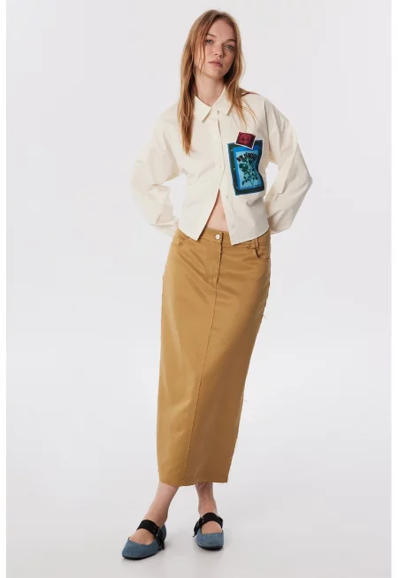 Права миди пола - Синапено жълто