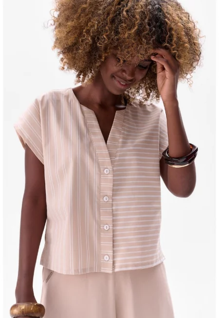 Раирана риза с къс ръкав Mija