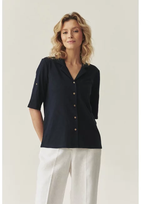 Риза с регулируеми ръкави - Черен