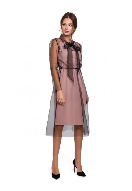 Рокля от тюл с връзка на врата