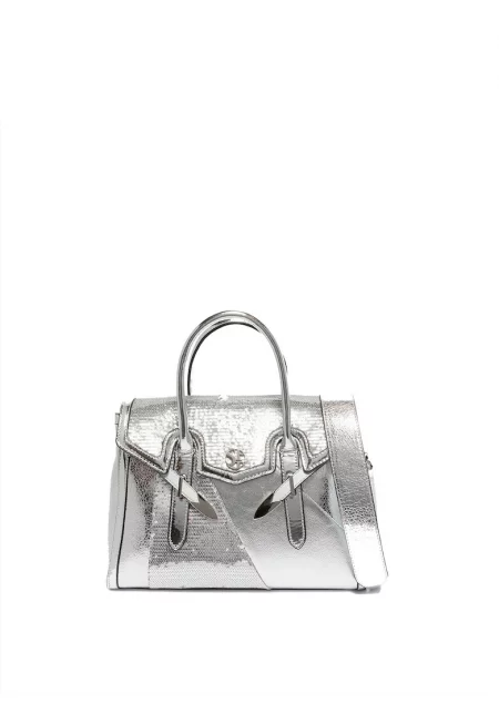 SECRET PON PON. - Ръчна чанта Valoria с пайети - Сребрист