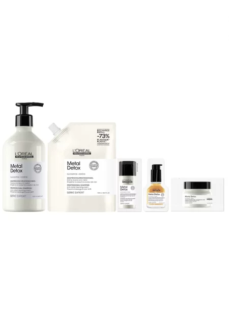 Шампоанът  Serie Expert Metal Detox действа срещу накъсването на косата и поддържа цвета