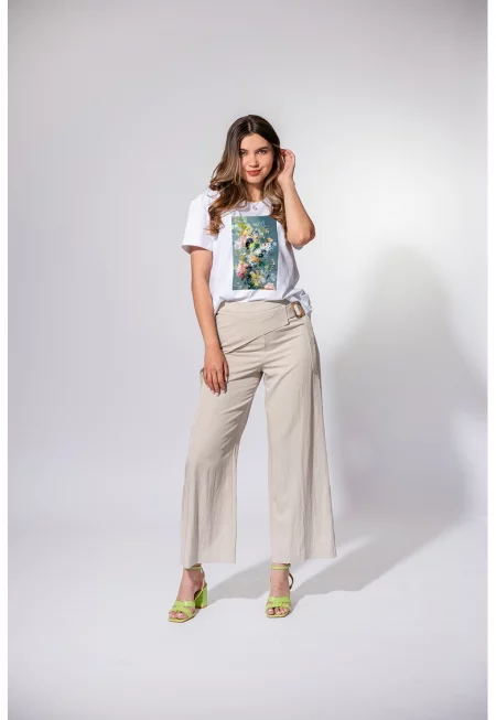 Широк панталон Ronnie - Сиво-бежов