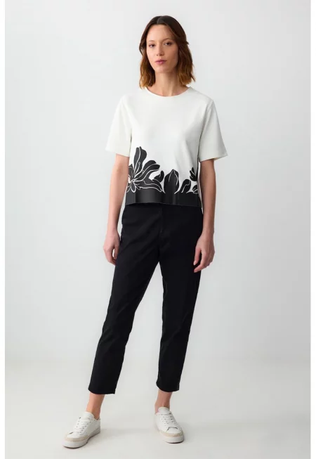 Скъсен панталон с висока талия - Черен