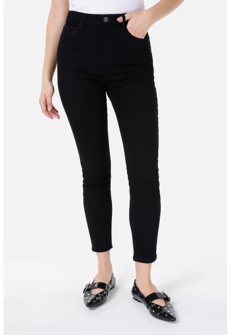 Скъсени дънки скини - Черен