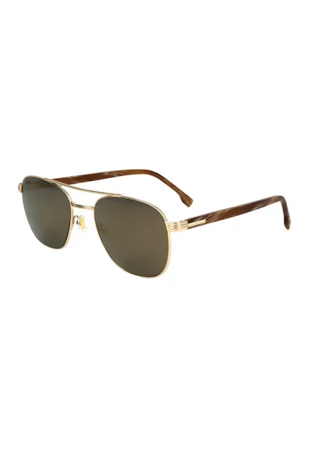 Слънчеви очила Aviator с лого - Златист/Кафяв