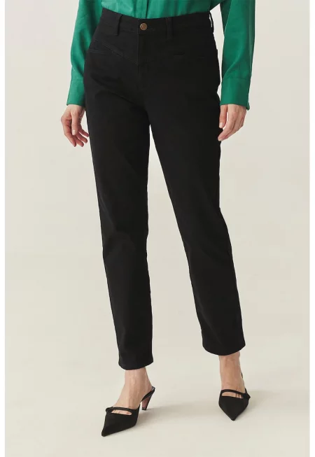 Слим дънки с джобове - Черен