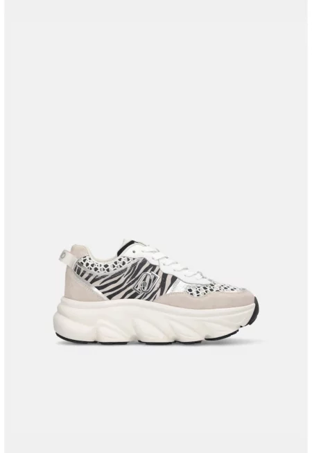 Спортни обувки Steffy с велур и животински принт - Черен/Бежов