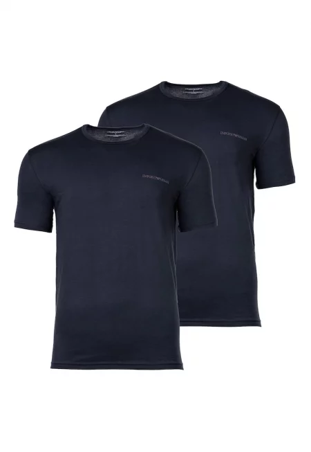 Тениска с овално деколте - 2 броя - Син