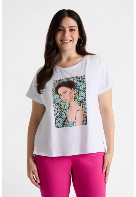 Тениска с овално деколте и графика