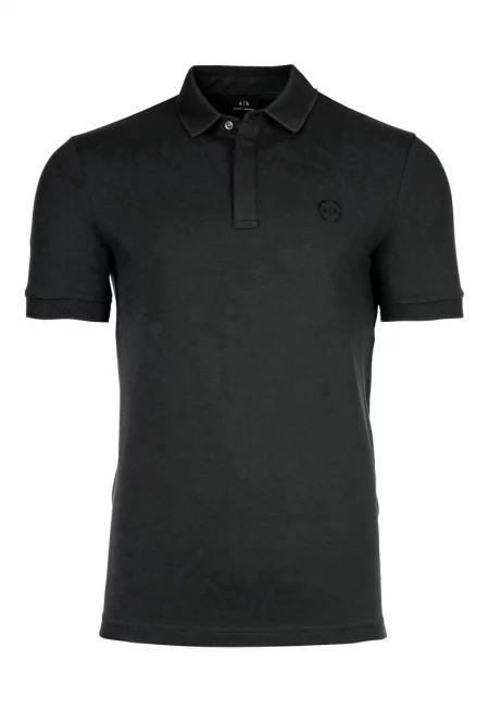 Тениска слим 14263 с яка - Антрацитно сиво