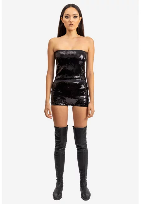 Топ Hakka с пайети - Черен