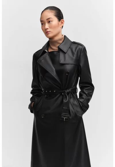 Тренч Polanapu от еко кожа с колан