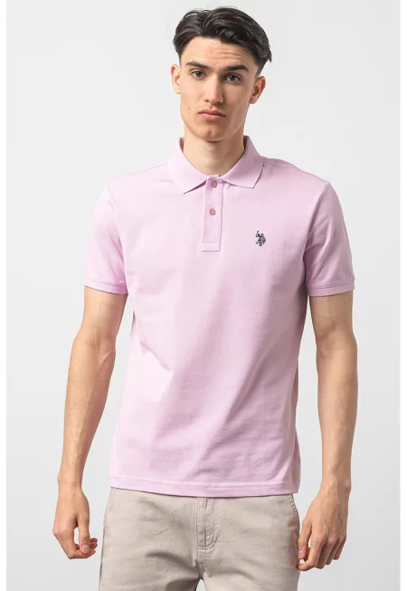 U.S. Polo Assn - Слим памучна тениска с яка