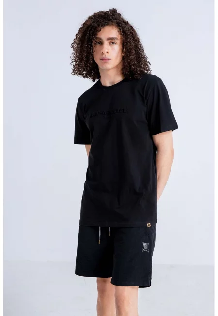 Унисекс къс панталон с регулируема талия - Черен