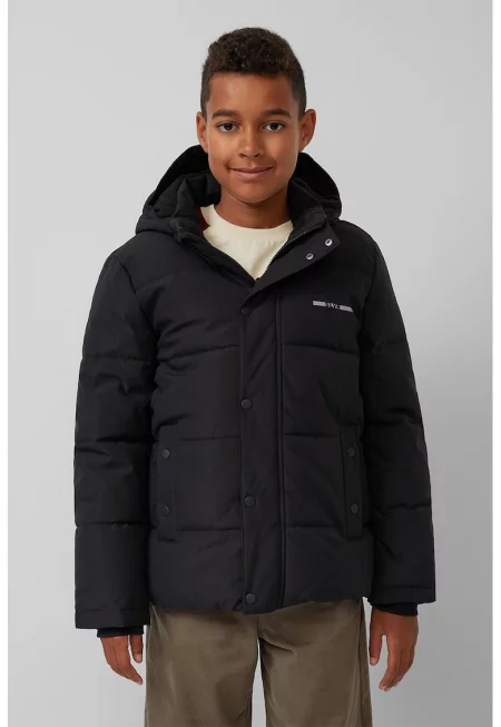 Ватирано зимно яке със странични джобове - Черен