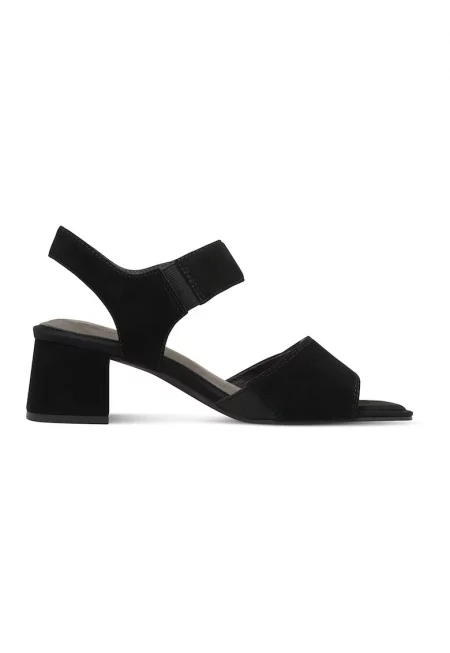 Велурени сандали с масивен ток - Черен