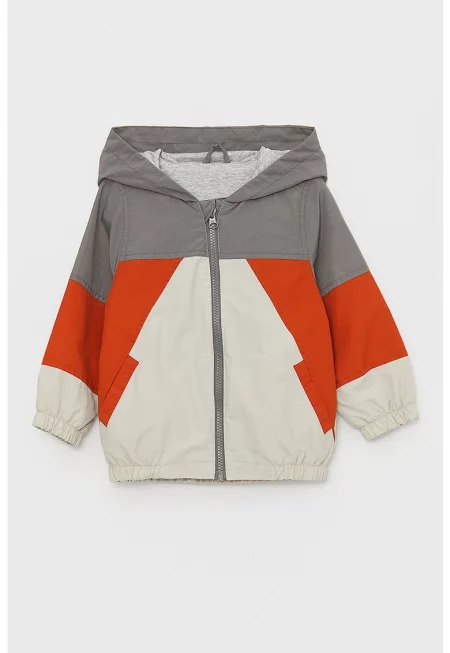 Яке с качулка и цветен блок