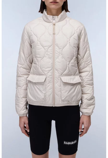 Зимно яке с джобове с капачета - Крем