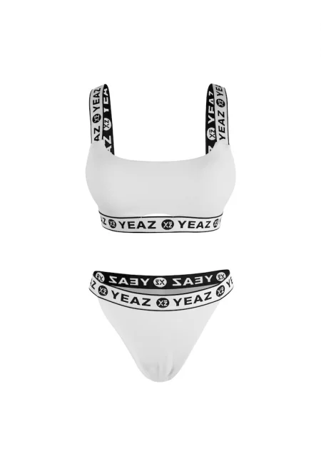 Бански от две части BAGATELLE 28997 с ленти с лого - Бял