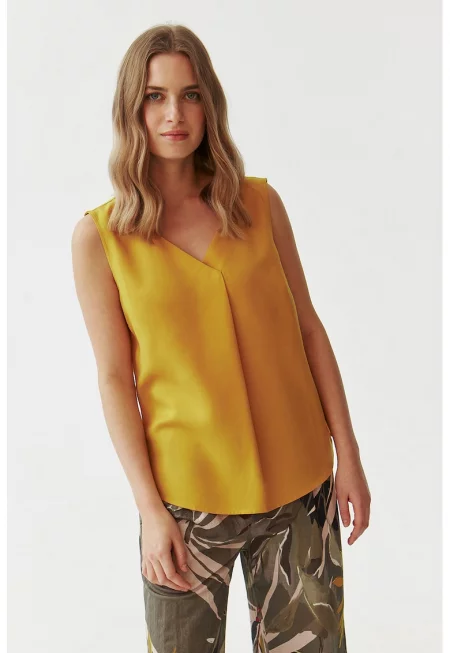 Блуза със застъпване - Тъмножълт