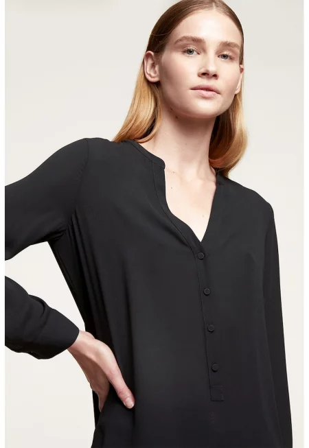 Блуза тип туника с цепка с копчета - Черен