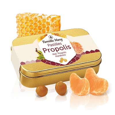 Бонбони за смучене с пчелен мед и прополис, с вкус на мандарина, 60 g