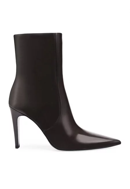 Боти от еко кожа с ток стилето - Тъмнокафяв