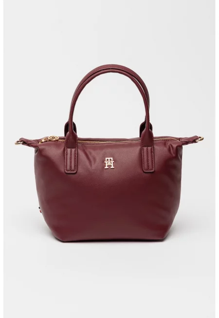 Чанта от еко кожа с лого - Бордо