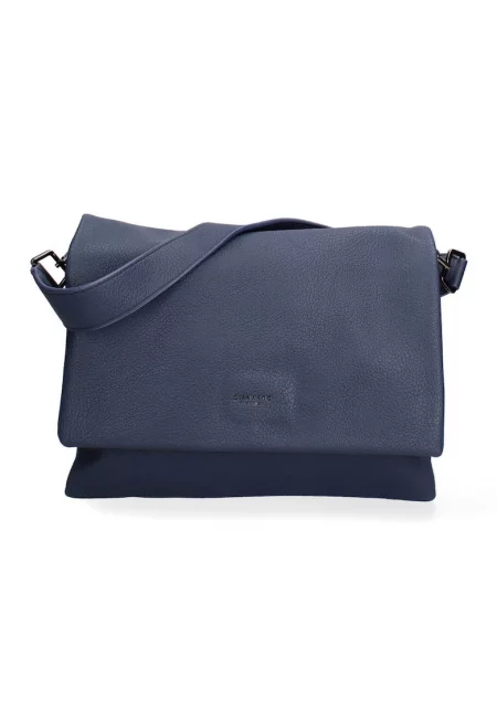 Чанта от еко кожа с отделяща се презрамка - Тъмносин