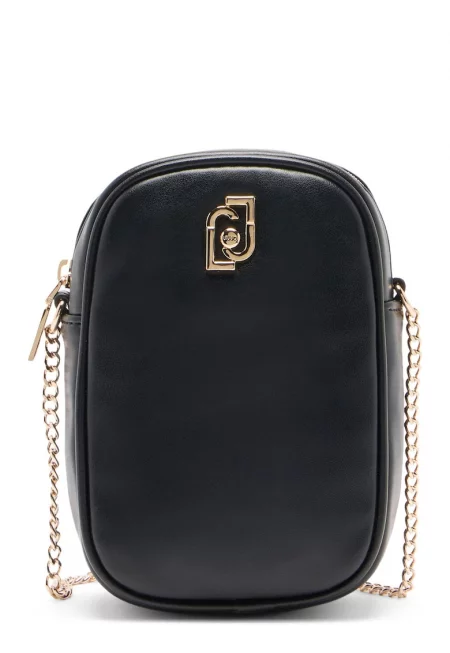 Чанта от еко кожа с презрамка тип верижка - Черен