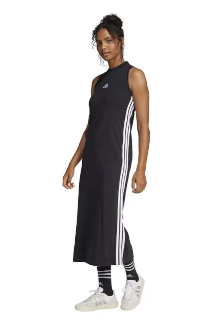 Дълга рокля с памук и цепка встрани