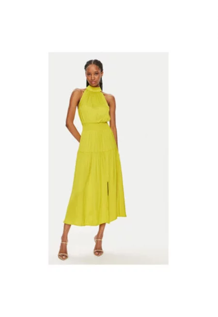 Дамска рокля -  303918903 - Рециклиран полиестер/Полиестер - 44 EU - Жълт