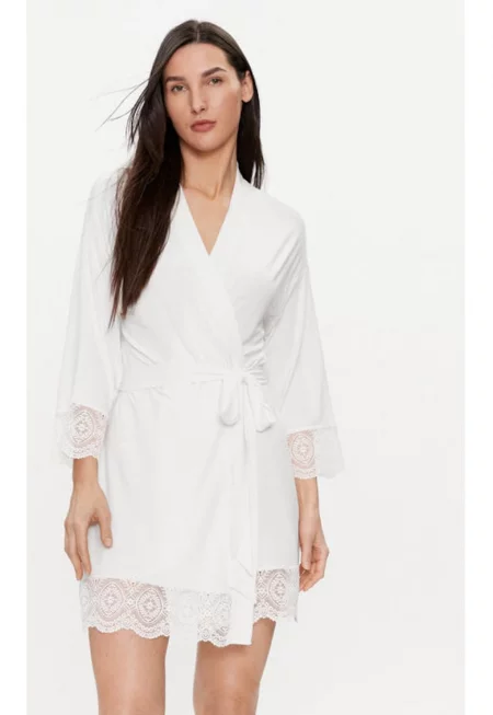Дамски халат -  303687915 - Вискоза - Бял - Бял