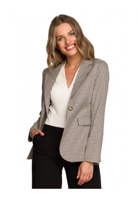 Дамско яке -  Полиестер/Васкоза - Кафяво/Бяло